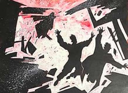 Ted McKeever - 51 X 38Cm. | War of the Worlds - Ted McKeever - Original horror painting - double splash - Exemplaire unique - (2005) | Catawiki