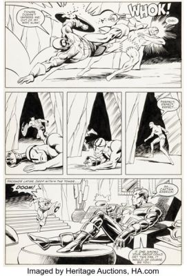 Mike Zeck and Art Nichols Marvel Super-Heroes Secret Wars #12 Captain America and Doctor Doom Story Page 28 Original Art (Marvel, 1985).