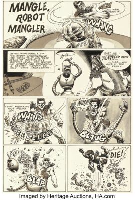 Richard Corben Slow Death #4 "Mangle, Robot Mangler" Complete 6-Page Story Original Art (Last Gasp, 1972). (Total: 6 Original Art) | Heritage
