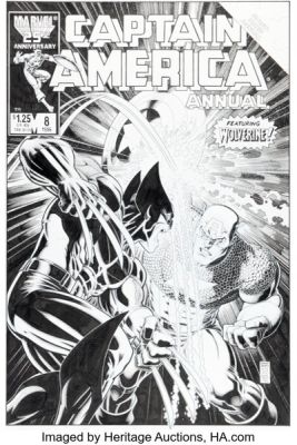 Arthur Adams Captain America Annual #8 Wolverine Cover Re-Creation Original Art (Marvel, 2016). | Heritage