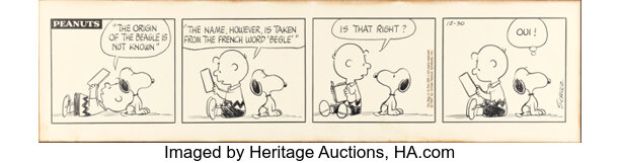 Charles Schulz Peanuts Charlie Brown and Snoopy Daily Comic Strip Original Art dated 12-30-67 (United Feature Syndicate, 1967). | Heritage