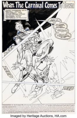 Bob Hall and Alan Kupperberg The New Mutants #92 Splash Page 1 Original Art (Marvel, 1990).