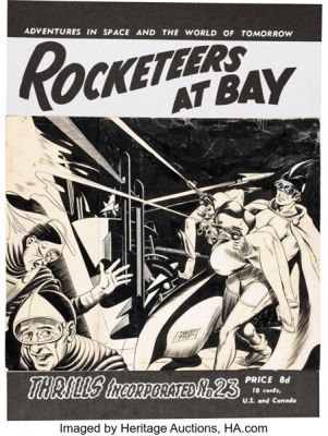 Stanley Pitt Thrills Incorporated #23 Cover Original Art (Transport Publishing, Co., 1952).