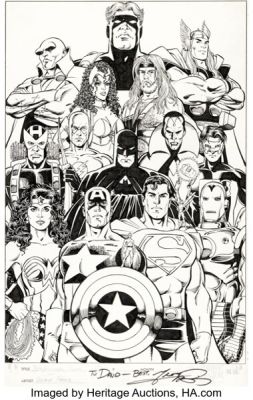 George Pérez JLA / Avengers Cover Original Art (Hero Initiative, 2022). (Total: 2 Original Art) | Heritage