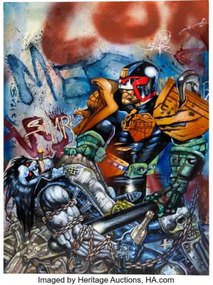 Simon Bisley - Judge Dredd vs Lobo Specialty Painting Original Art (2024). | Heritage