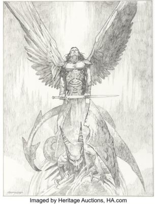 Sanjulián (Manuel Pérez Clemente) Archangel San Miguel Preliminary Illustration Original Art (2016). | Heritage