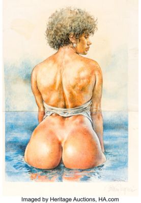 Paolo Serpieri Paula in the Water Illustration Original Art (1988). | Heritage