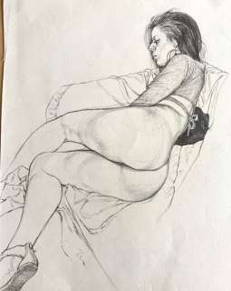 Mannelli, Riccardo | Riccardo Mannelli - Femme à demi nue - Page volante - Exemplaire unique | Catawiki