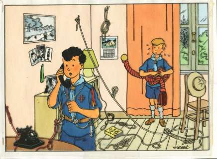 Hergé (Studios) | Hergé 2 bleus de coloriage publiés dans un calendrier scout catholique | Septimus