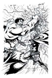 Robert Gill - marvel‘s avengers thor #1 p 10 splash (hulk battles thor!!! Wow!! )