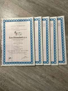 Euro Disneyland Resort Paris - 5 Original page - Disney Parks - Action titre au porteur Euro Disneyland Resort Paris | Catawiki