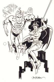 Joe Staton - e-man and huntress art for artist‘s banner - signed