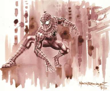 Martin R.R. - Spider-Man - Wine Art - Original Painting - 50 x 35 cm | Catawiki