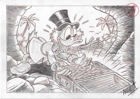 Millet - 1 Pencil drawing - Uncle Scrooge - el tesoro - 2024 | Catawiki