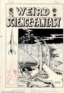 Al Feldstein - Original Cover Art for Weird Science-Fantasy #28 (EC, 1955). Evocative cover image of a mysterious - | Heritage