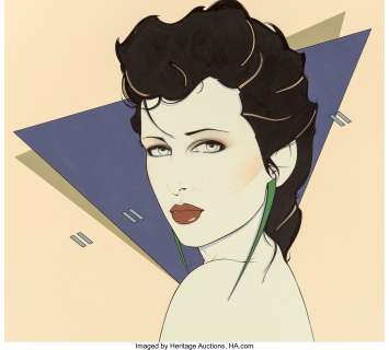 Patrick Nagel (American, 1945-1984) Untitled, Cosmetic advertisement Acrylic on board 20 x 23-1/2 inches (50.8 x 59.7... | Heritage