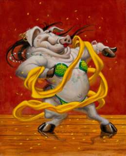 Don Maitz (American, b. 1953) Party Animal, Guardians card illustration, 1995 Oil on Masonite 10 x 8 inches -