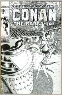 Barry Windsor-Smith - Original Unpublished Cover Art for Conan #9 (Marvel, 1971). Conan fights as he falls in this - | Heritage