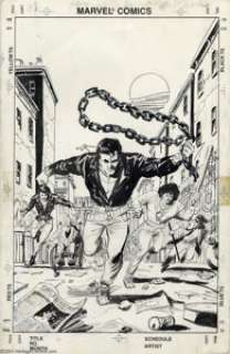 Kyle Baker and Ron Wilson - Original Splash Page Art for Wolfpack #1 (Marvel, 1988). The members of the Wolfpack -