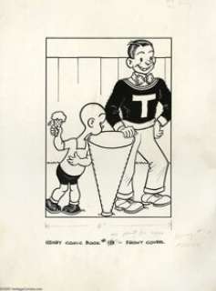 John Liney - Henry #16 Cover Original Art (Dell, 1950). Carl Anderson‘s popular pantomime comic strip character -