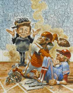 Jack Davis Mad #296 Cover Painting Original Art (EC, 1990).  It‘s Alfred E. Neuman the umpire in this -