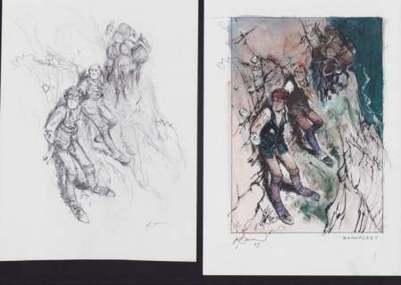 Follet, René - 2 Original colour preliminary drawing + original preliminary drawing - Moonfleet - 2005 | Catawiki