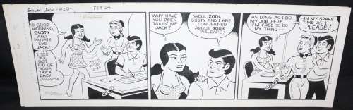 Zack Mosley - Smilin‘ Jack Daily Strip Art - Private Eye Jack - 2/24/1971 Signed