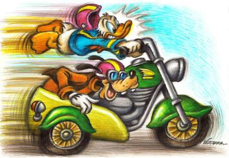 Joan Vizcarra - Donald Duck and Goofy Living on the Edge! - 46 x 32 cm - Original Drawing - Hand Signed | Catawiki