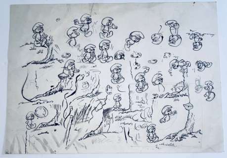 Studio Peyo - 1 Dessin original recto-verso - Les Schtroumpfs | Catawiki