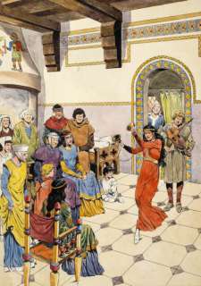 Giffey | Â«Les TroubadoursÂ». Gouache sur papier pour une illustration des | Tessier Sarrou