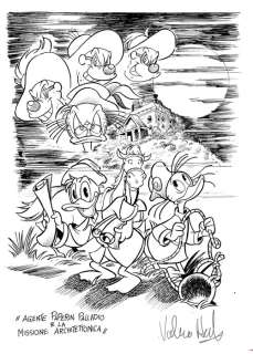 Valerio Held - 1 Original drawing - Topolino - "Paperin Palladio e la missione architettonica" | Catawiki