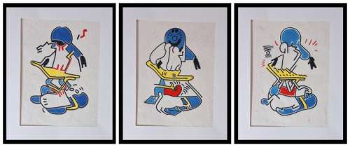 Emma Wildfang - Donald Duck- Triptychon "Tribute series - Icons Reimagined "Keith Haring" | Catawiki