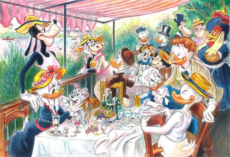 Tony Fernandez - Disney Family inspired by RENOIR’s "Luncheon of the Boating Party" (1881) - Hand Signed | Catawiki