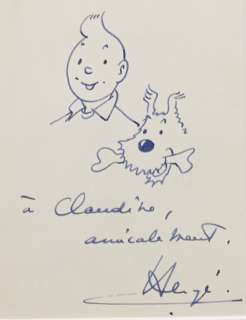 Hergé - 1 Dessin original dédicacé - Tintin | Catawiki