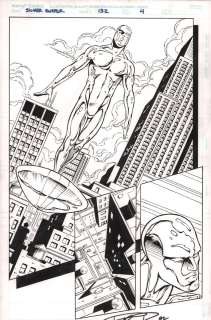 Matt Ryan, Paul Pelletier - Silver Surfer #132 P.4 - Great Surfer Splash with Nyc Backdrop - Signed - 1997