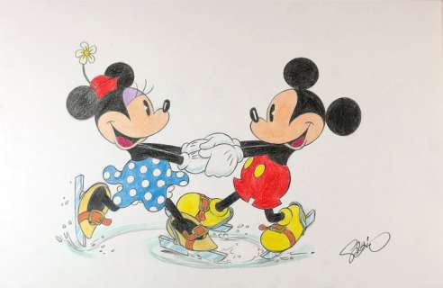 Garrido, Sergio | Original drawing  - Mickey & Minnie Mouse 3 (2016)  - Disney Art X-Mas | Catawiki