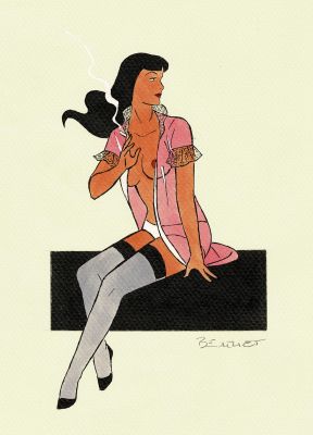 Berthet | Lot 322 - Pin-Up, couverture originale à l’encre de chine et à la gouache pour un artbook paru chez Bruno Graff. | Septimus