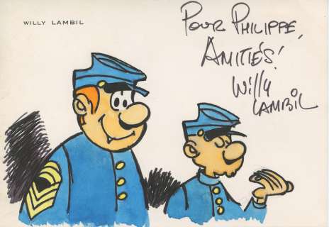 Lambil | Les Tuniques bleues, illustration au feutre et Ã … | Millon