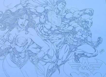 Jose Luis - 1 Original drawing - JLA - La Trinity : Superman - Wonder Woman - Batman - 2013 | Catawiki
