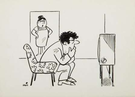 Gwidon Miklaszewski (1912 - 1999) | Gwidon Miklaszewski | "Zawsze mówisz, że jest kiepski program, tylko nie wtedy, gdy trzeba mi pomóc w kuchni!", lata 80. XX w. | Desa Unicum