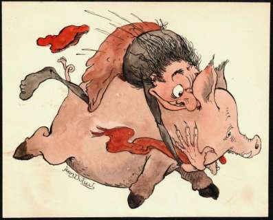 Dulieu, Jean - 1 Original colour drawing - Paulus de Boskabouter - Eucalypta berijdt varken | Catawiki