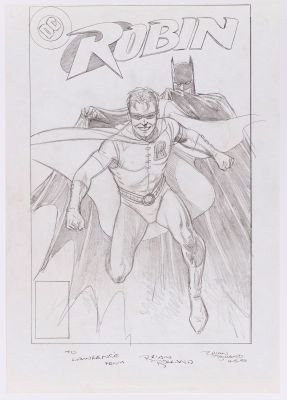 Lot 86 - BRIAN BOLLAND ROBIN #1 COMIC BOOK COVER PRELIMINARY ORIGINAL ART. | Hake’s