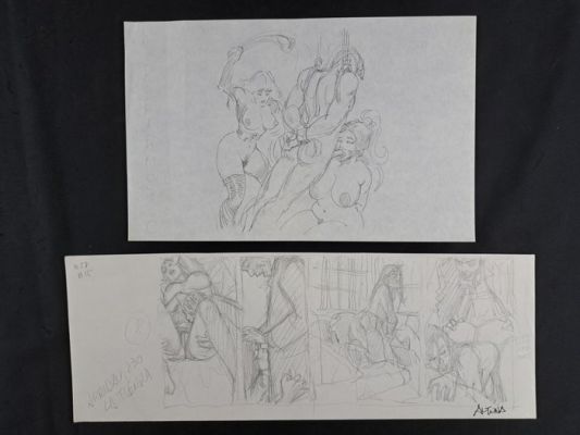 Frollo; Altuna - 2 Original preliminary drawing - Preliminari per tavole erotiche | Catawiki