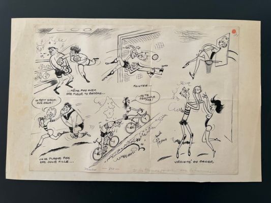 Pellos, René - 1 Original page - Journal Le Hérisson - Si les Femmes Jouaient avec les hommes - 1960 | Catawiki