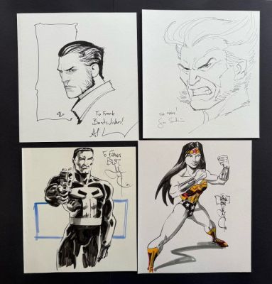 Adi Granov - John McCrea (2x) - Goran Suzuka - 4 Original drawing - Superhelden - Wolverine (2x) - Punisher - Wonder Woman | Catawiki