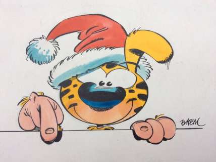 Batem | drawing Original direct colours  - the Marsupilami  - postcard published in 1994. | Catawiki