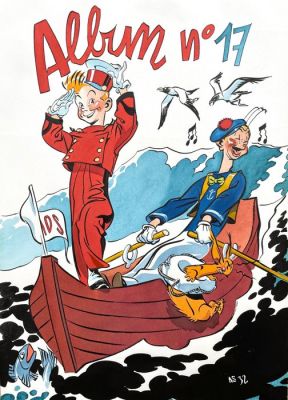 Al Severin - 1 Original page - Robbedoes en Kwabbernoot - Prachtige ingeschilderde pin-up