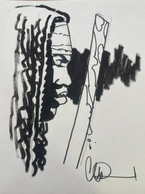 Charlie Adlard - 1 Original drawing - The Walking Dead - Michonne - black ink on paper | Catawiki