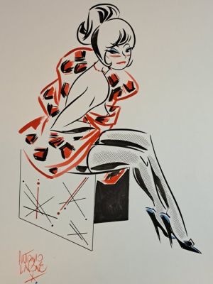 Lapone, Antonio - 1 Original colour drawing - Mondrian Pin Up | Catawiki