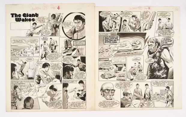 Captain Scarlet and The Mysterons ’The Giant Awakes’: 2 original artworks (Sept 1971) by Malcolm | Comic Book Auctions ltd